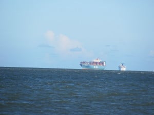 Cruise ship and container ship Charleston